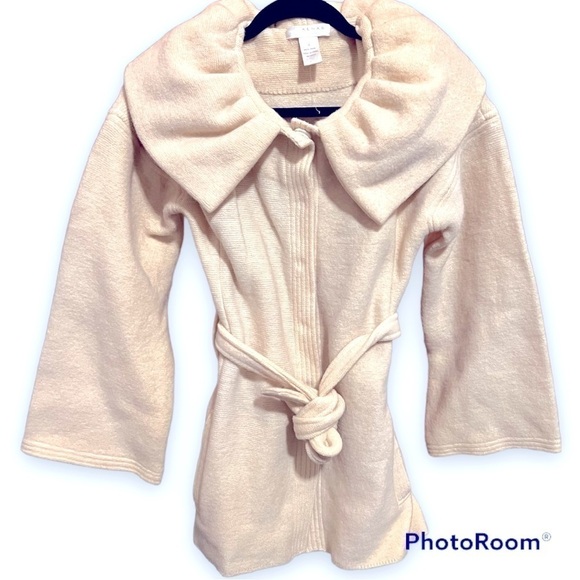 KENAR Wool Cardigan Sweater Jacket Ruffle Collar Small - Picture 1 of 4